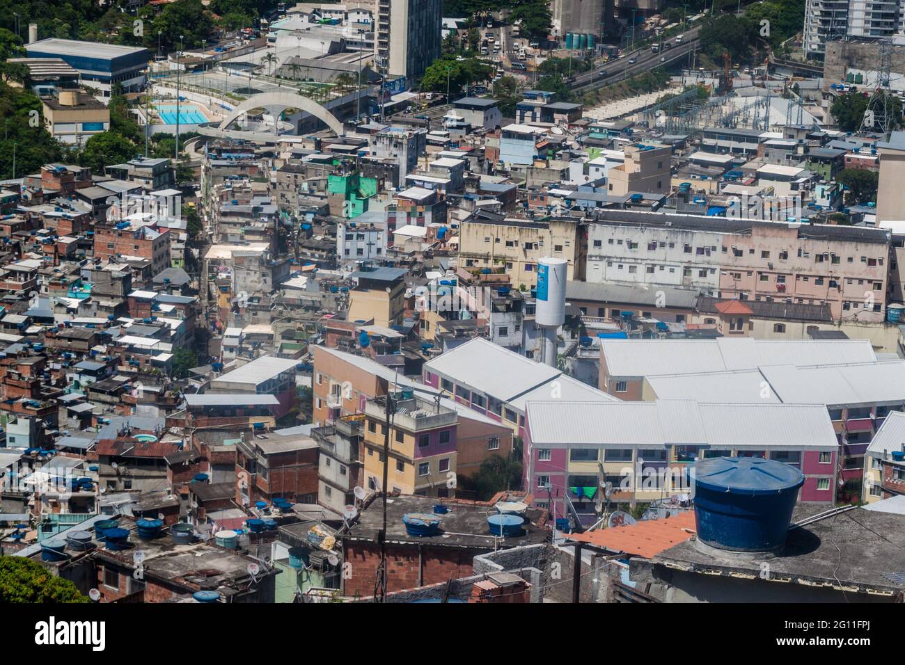Luftaufnahme der Favela Rocinha in Rio de Janeiro, Brasilien Stockfoto