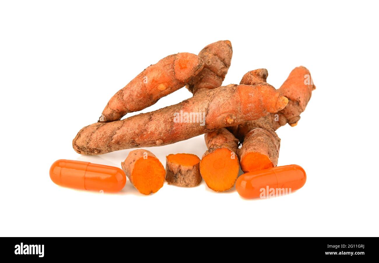Kurkuma isoliert auf weißem Hintergrund Stockfoto