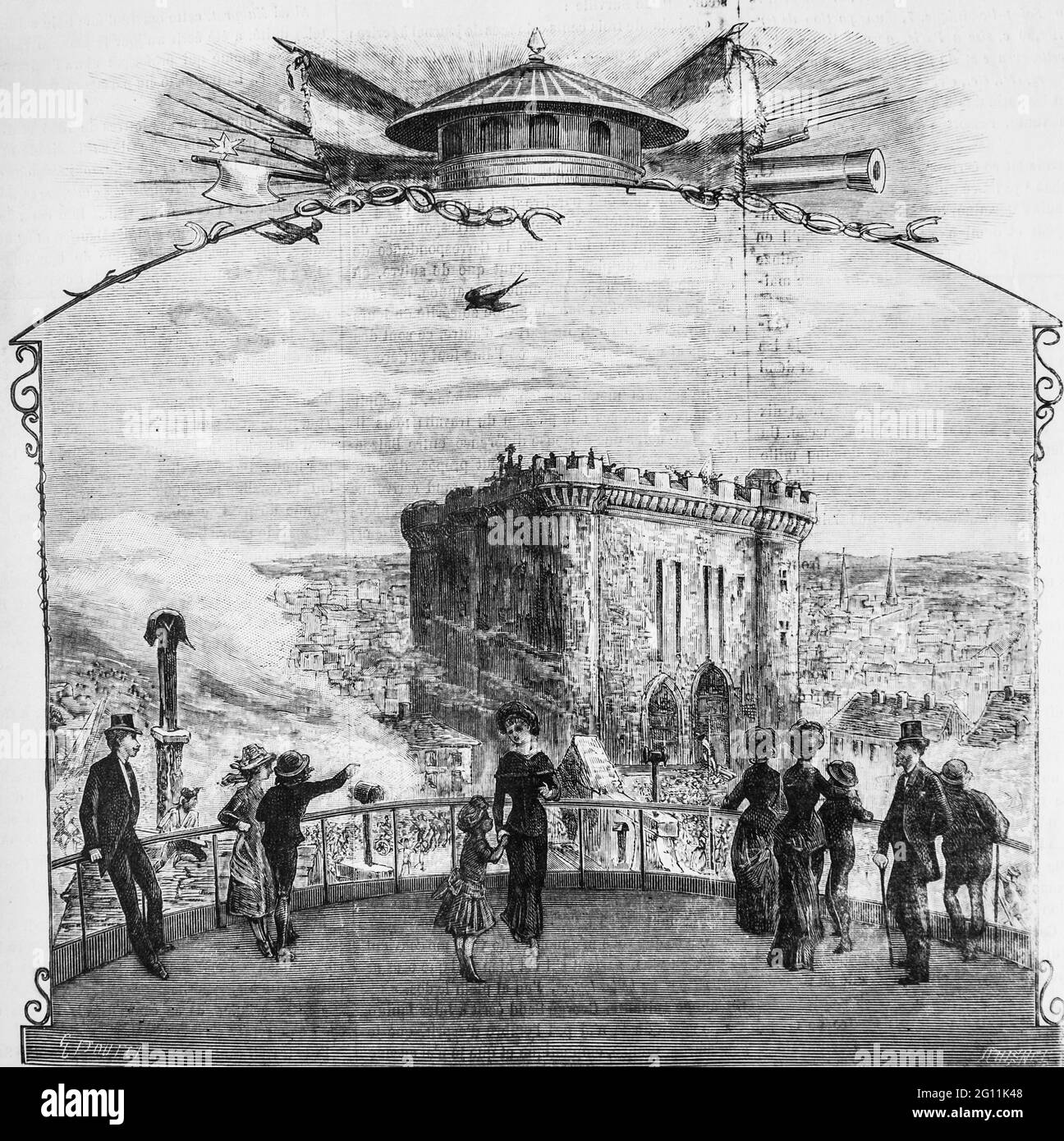 fete du 14 juillet,le Panorama de la pry de la bastille ,l'univers illuste 1882,editeur librairie nouvelle Stockfoto
