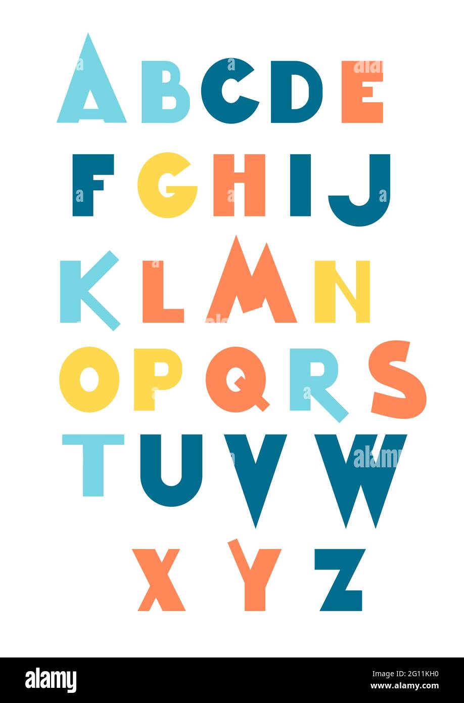 Vektor-Set von drei Cartoon lustige Unterschied englisch Alphabete. Niedliche bunte Vektor englisches Alphabet, Vintage-Schrift, lustige handgezeichnete Schrift, ABC, L Stock Vektor