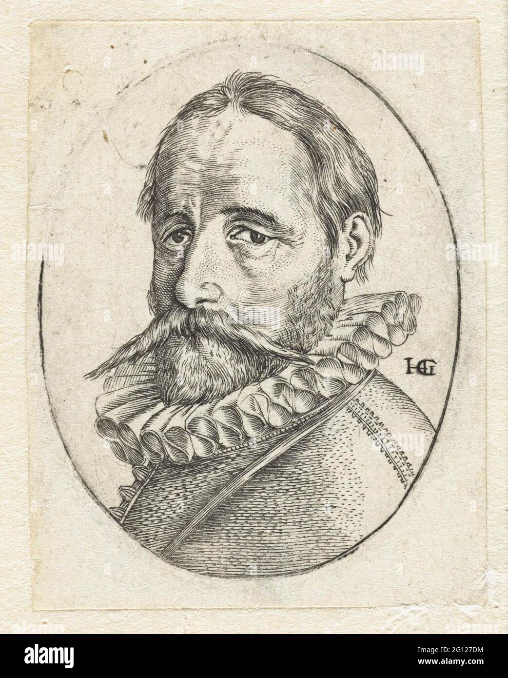 Porträt von Hans Globe. Portraitbuste Hans Bol (1534-1593). Kopf nach links gedreht, Blick auf den Betrachter gerichtet. Stockfoto