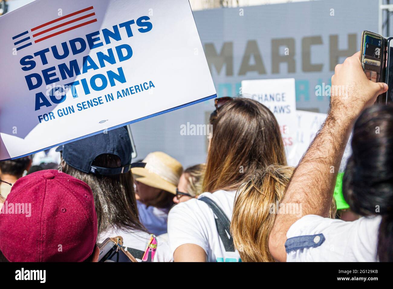 Florida Miami Beach Collins Park Marsch für unser Leben Anti-Gun gun control Protestkundgebung Jugend Studentenbewegung politischer Aktivismus Aktivisten Studenten de Stockfoto