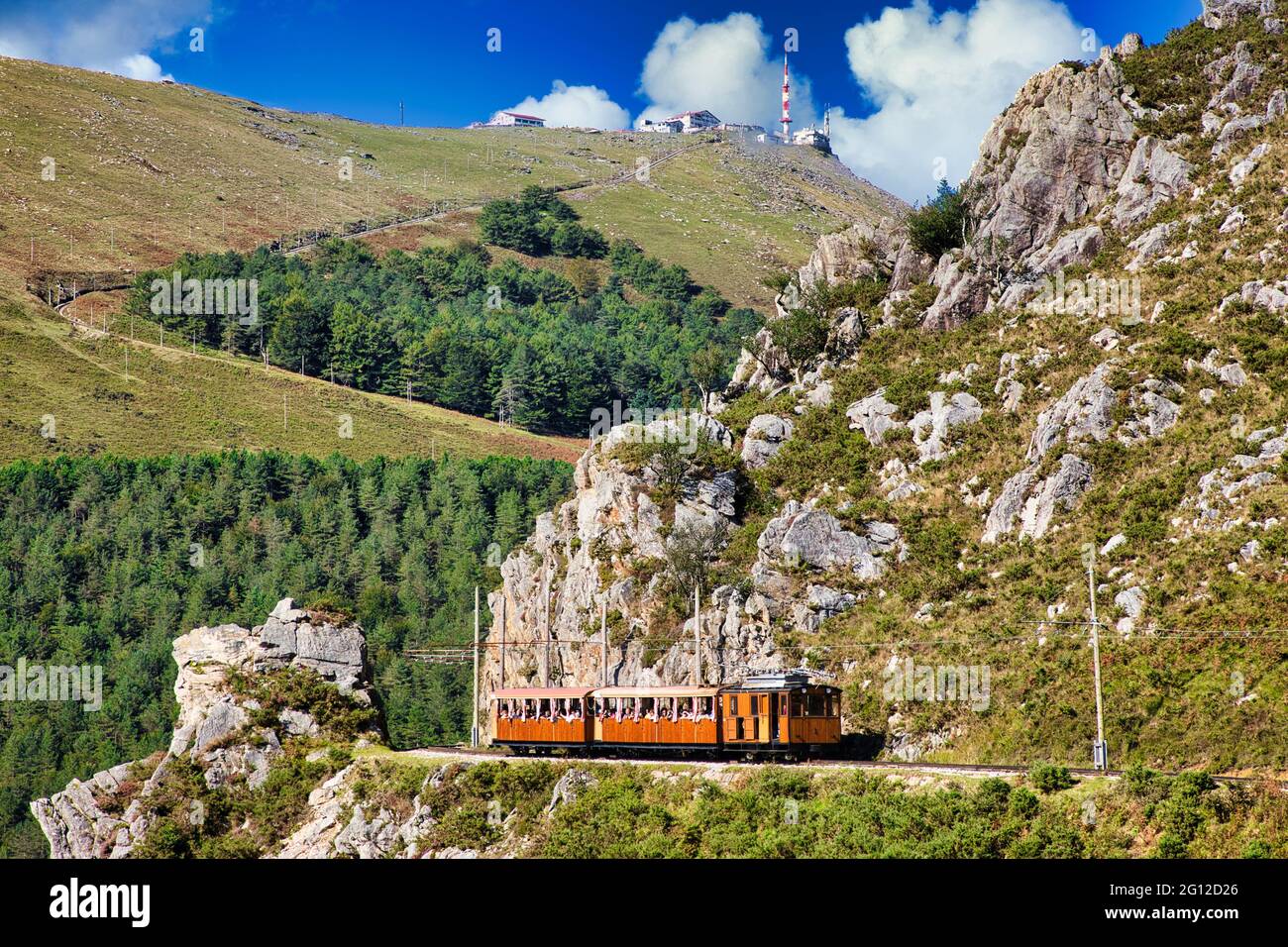Tren de Larrune, Le Train de La Rhune, Sare, Languedoc-Roussillon, Pyrenees Atlantiques, Frankreich, Europa Stockfoto