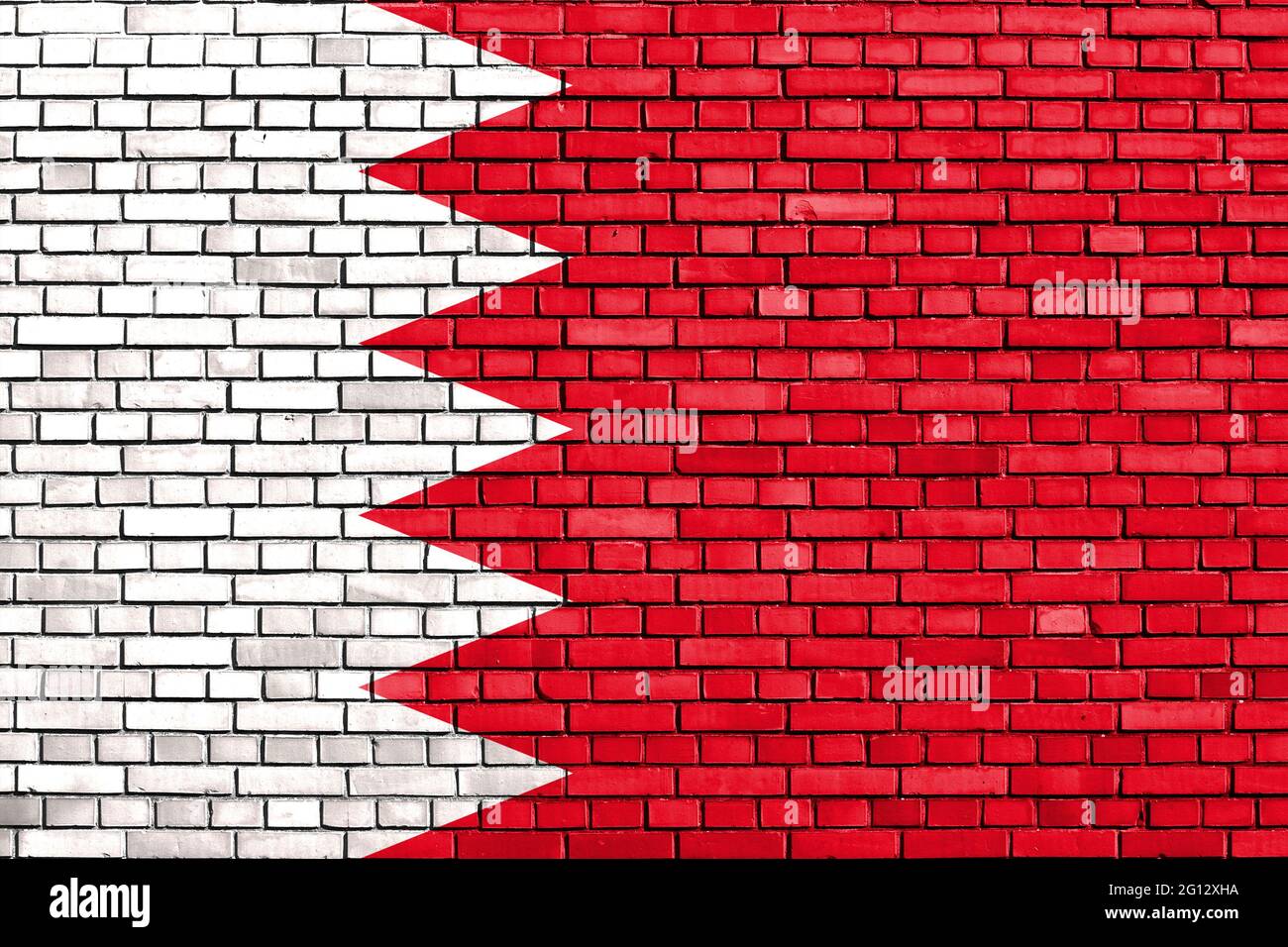 Flagge von Bahrain auf Mauer gemalt Stockfoto