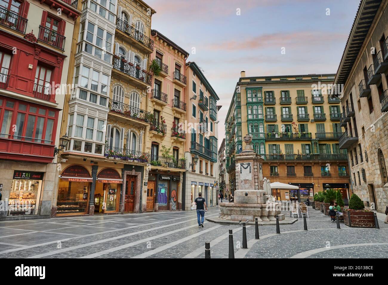 Santiago-Platz in der Altstadt, Bilbao, Provinz Biskaya, Baskenland, Euskadi, Spanien, Europa. Stockfoto