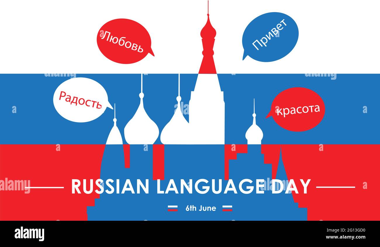 Internationaler Tag der russischen Sprache 6. Juni, flache Illustration Stock Vektor