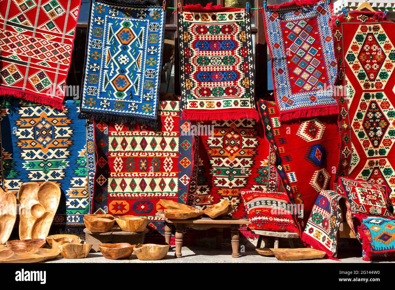 Albanische Teppiche und Teppiche, Albanien Stockfoto
