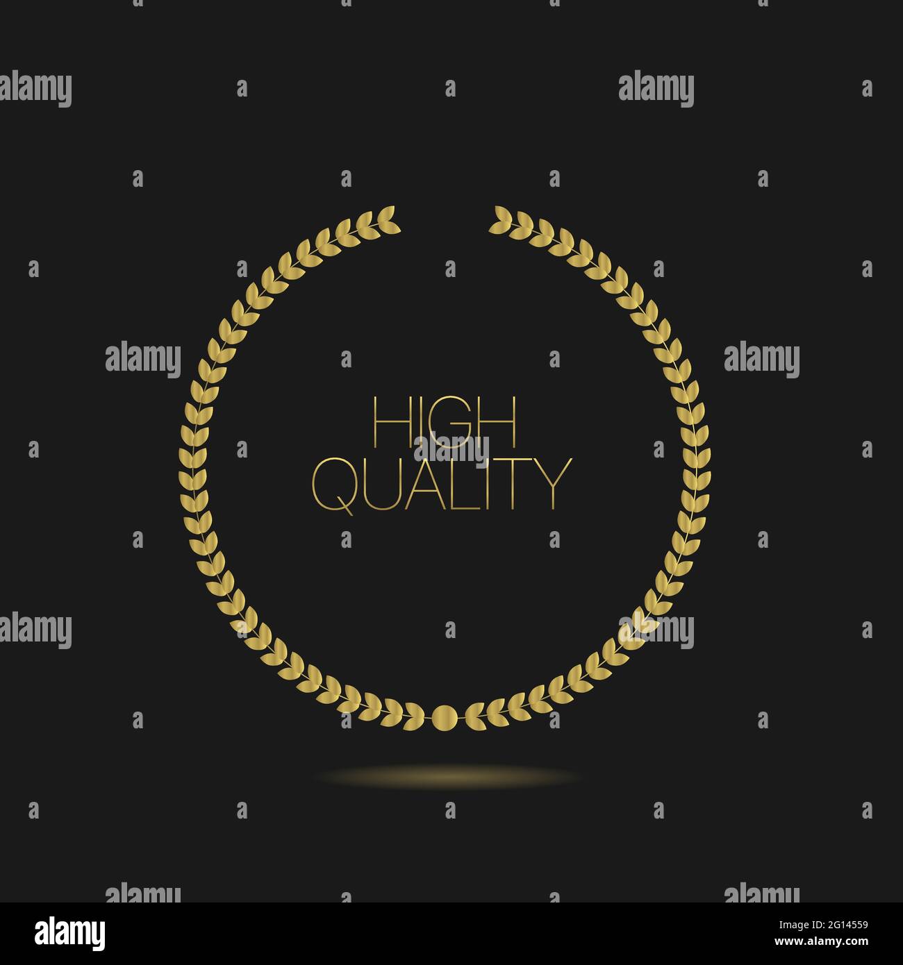Goldel Lorbeerkranz hochwertiges Etikett. Vektor Stock Vektor