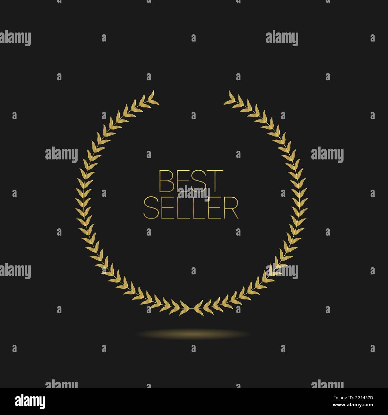 Goldel Lorbeerkranz Bestseller-Label. Vektor Stock Vektor