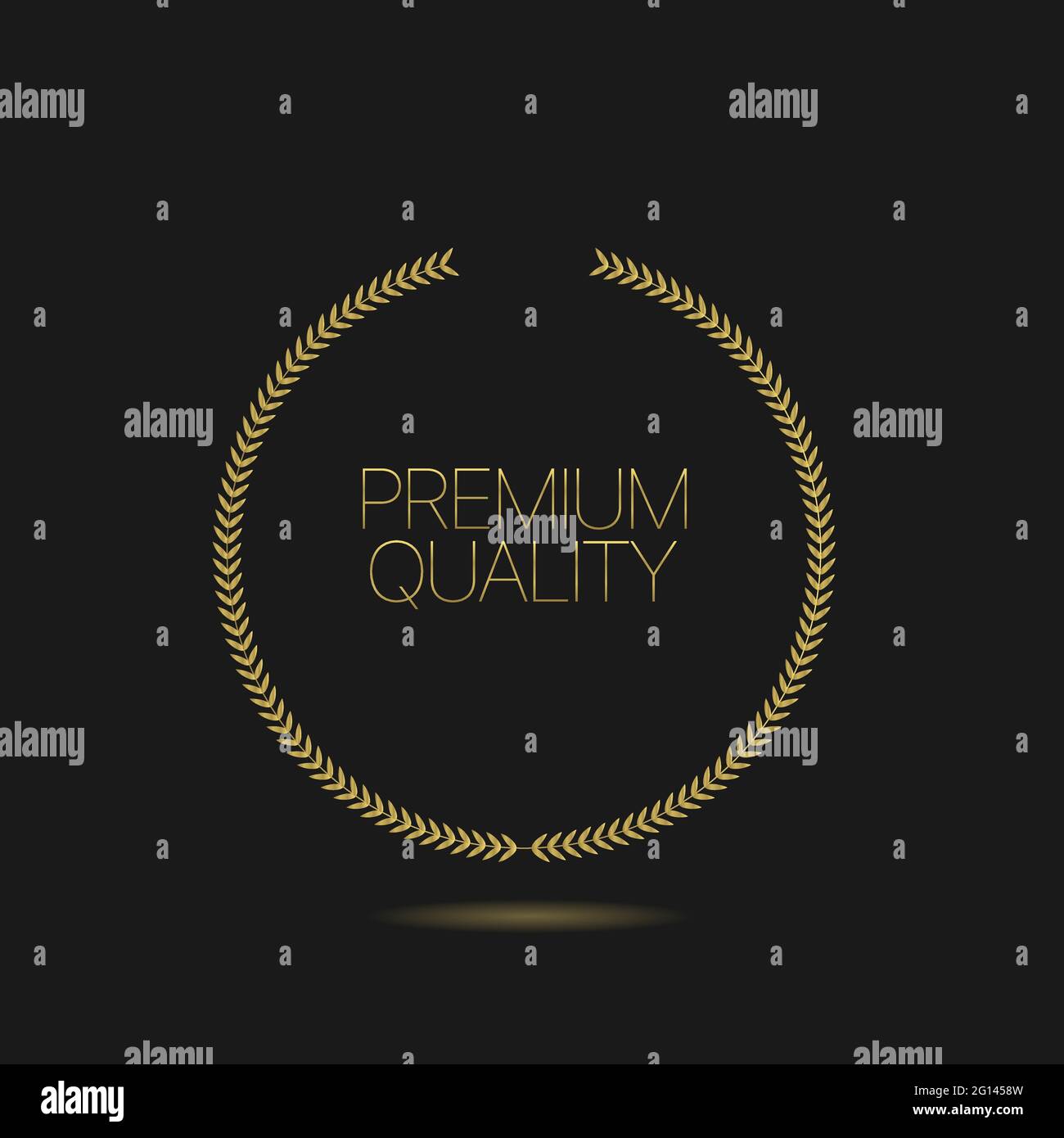 Goldel Lorbeerkranz Premium-Qualitätslabel. Vektor Stock Vektor