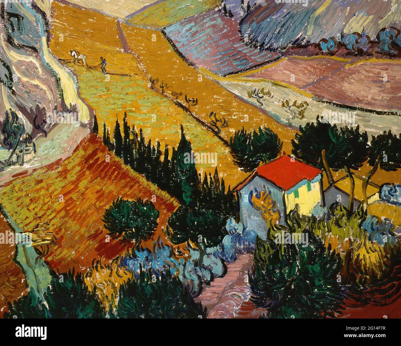 Vincent Van Gogh - Landschaft mit Haus und Pflugmann Stockfoto