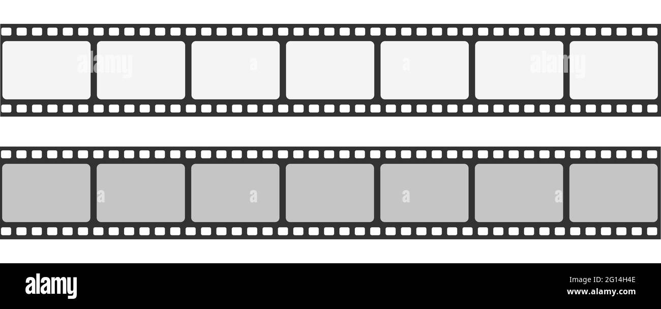 Filmstreifenrahmen oder Rahmensatz. Foto-, Kino- oder Filmnegativ. Vektorgrafik. Stock Vektor