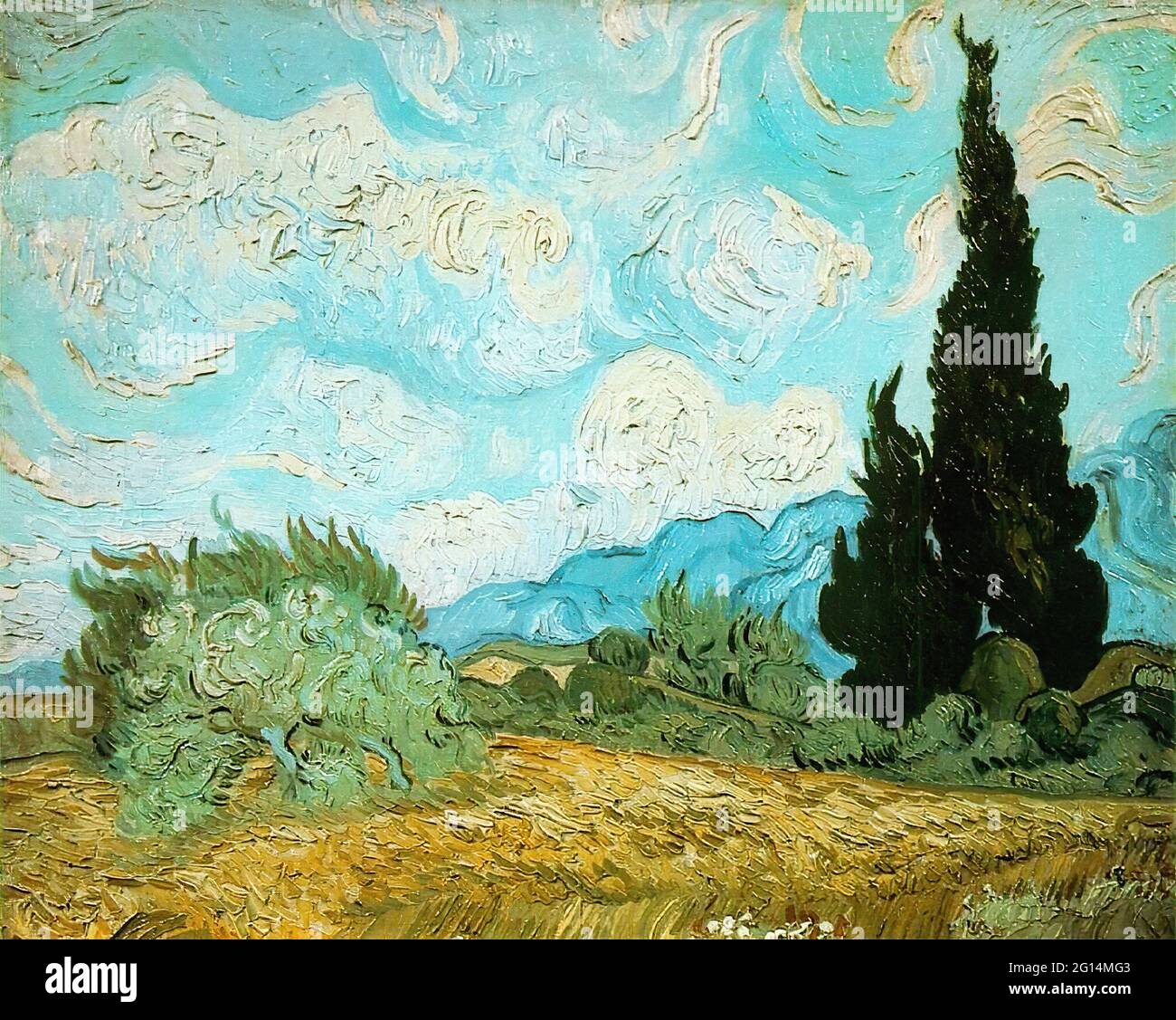 Vincent Van Gogh - Weizenfeld mit Zypressen 1889 Stockfoto