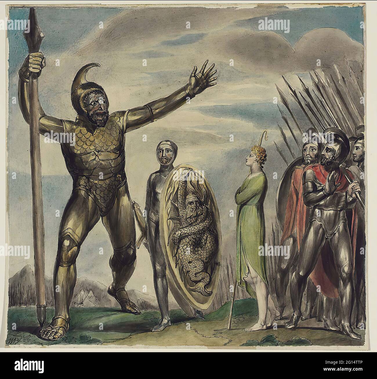 William Blake - Goliath verflucht David I. Samuel XVII 4344 Stockfoto