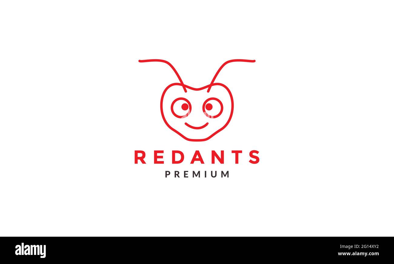 Tier niedlichen Kopf Insekt rote Ameise Logo Symbol Symbol Vektor Grafik Design Illustration Stock Vektor