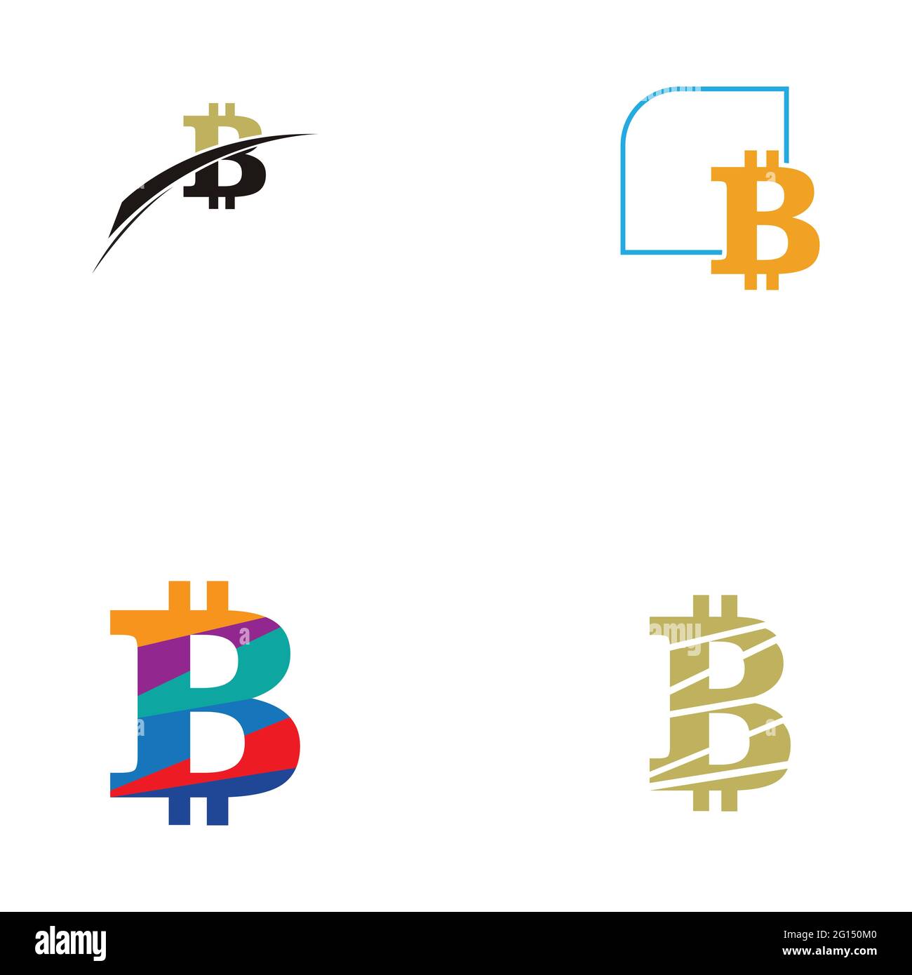 Bitcoin Krypto Währung Logo Satz Illustration Design Vorlage Stock Vektor