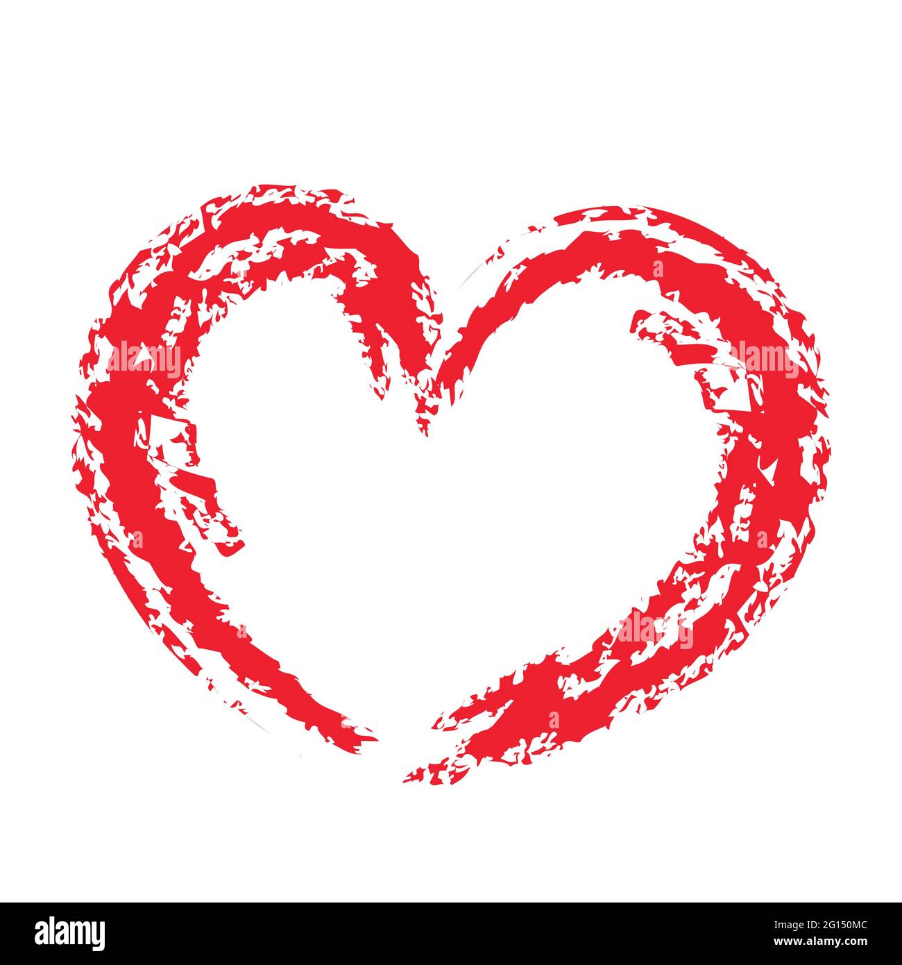 Grunge Pinselstriche Umrisse der valentine Herz Liebe Symbol Symbol Stock Vektor