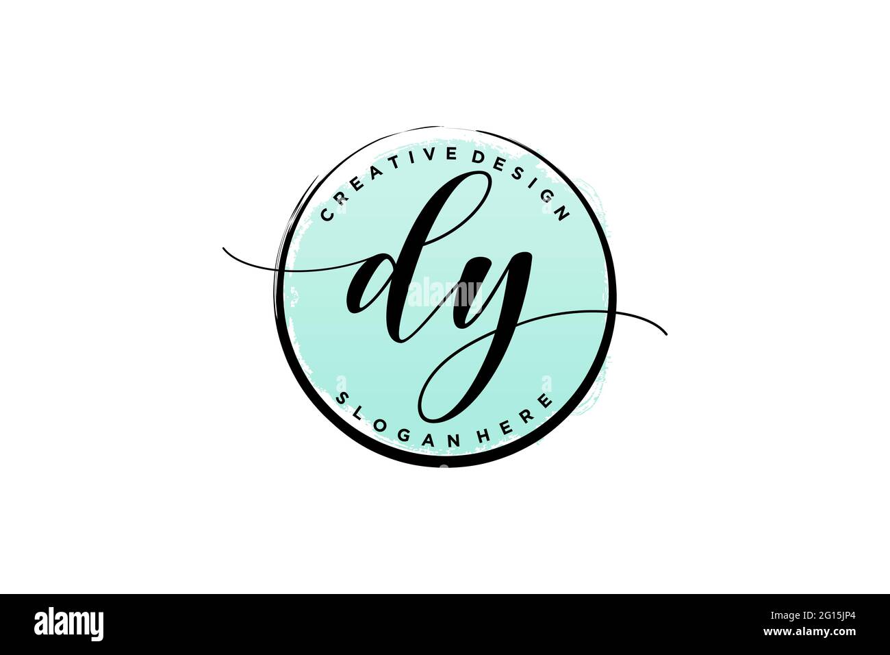 DY Handschrift Logo mit Kreis Vorlage Vektor Signatur, Hochzeit, Mode, Blumen und botanische mit kreativen Vorlage. Stock Vektor
