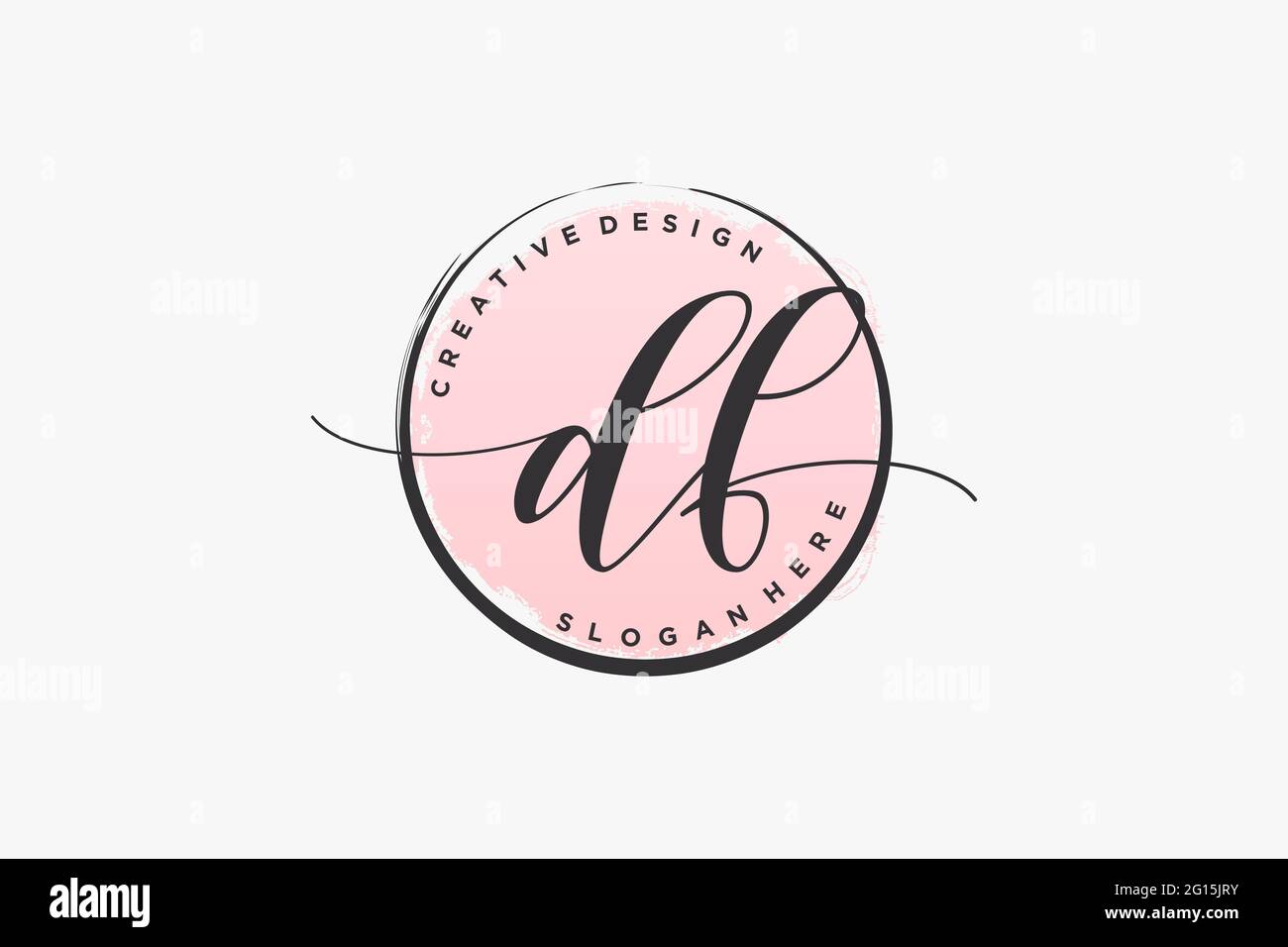DF Handschrift Logo mit Kreis Vorlage Vektor Signatur, Hochzeit, Mode, Blumen und botanische mit kreativen Vorlage. Stock Vektor