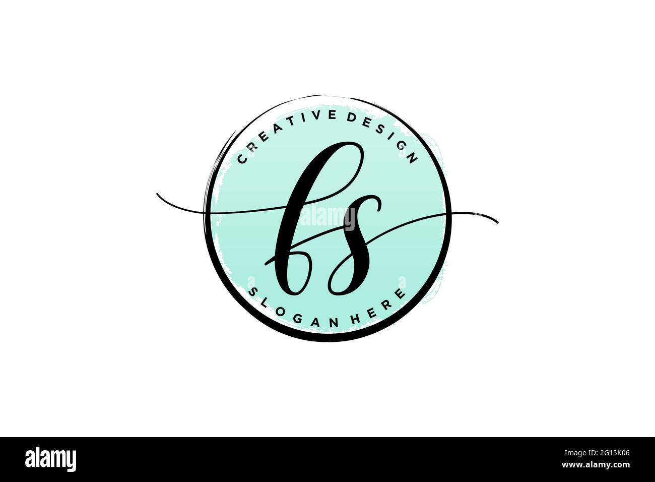 FS Handschrift Logo mit Kreis Vorlage Vektor Signatur, Hochzeit, Mode, Blumen und botanische mit kreativen Vorlage. Stock Vektor