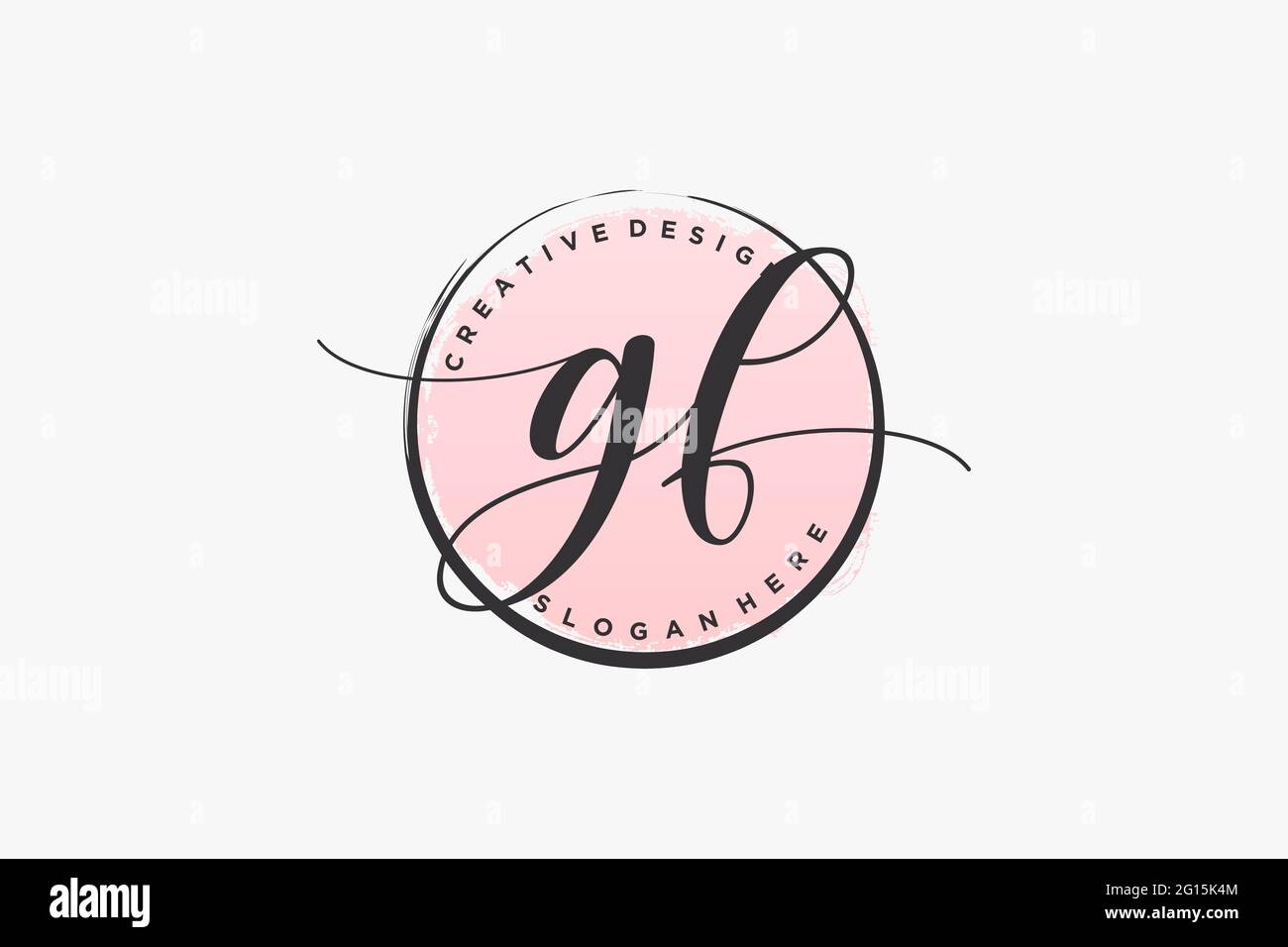 GF Handschrift Logo mit Kreis Vorlage Vektor Signatur, Hochzeit, Mode, Blumen und botanische mit kreativen Vorlage. Stock Vektor