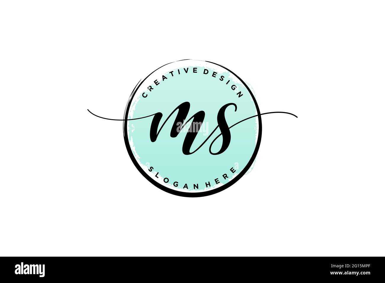 MS Handschrift Logo mit Kreis Vorlage Vektor Signatur, Hochzeit, Mode, Blumen und botanische mit kreativen Vorlage. Stock Vektor
