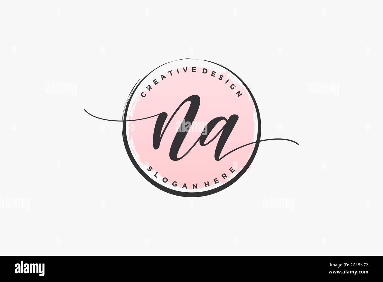 NA Handschrift Logo mit Kreis Vorlage Vektor Signatur, Hochzeit, Mode, Blumen und botanische mit kreativen Vorlage. Stock Vektor