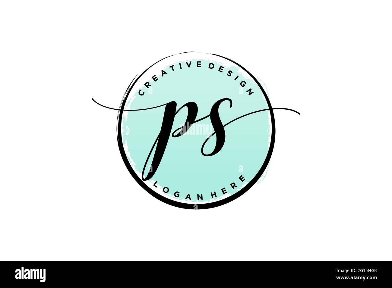 PS-Handschrift-Logo mit Kreis Vorlage Vektor Signatur, Hochzeit, Mode, Blumen und botanische mit kreativen Vorlage. Stock Vektor