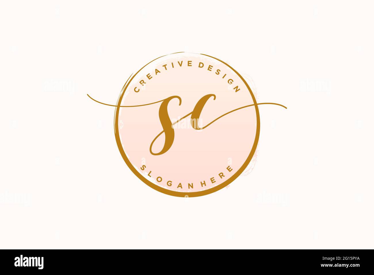 SC Handschrift Logo mit Kreis Vorlage Vektor Signatur, Hochzeit, Mode, Blumen und botanische mit kreativen Vorlage. Stock Vektor