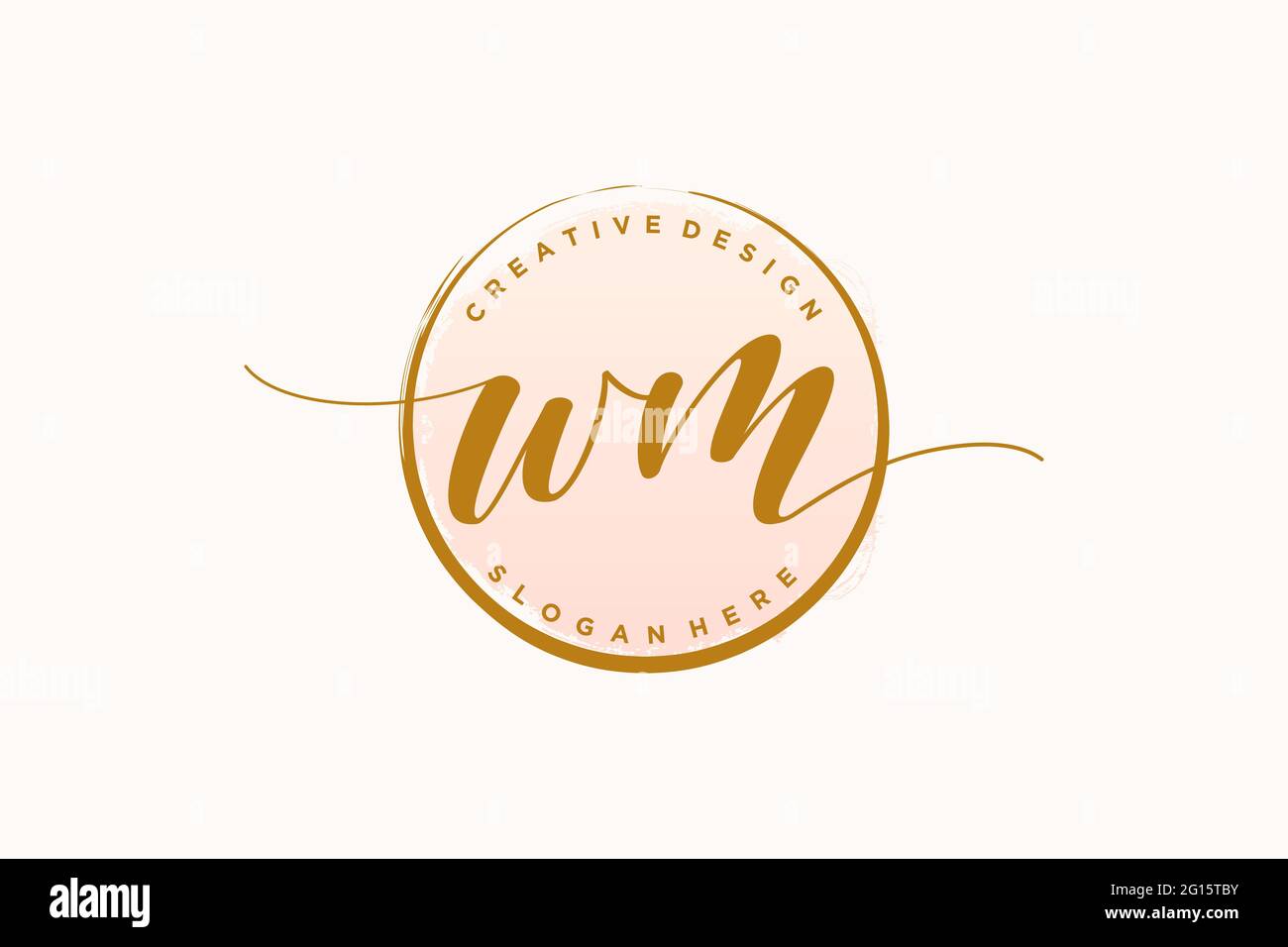 WM-Handschrift-Logo mit Kreis Vorlage Vektor Signatur, Hochzeit, Mode, Blumen und botanische mit kreativen Vorlage. Stock Vektor