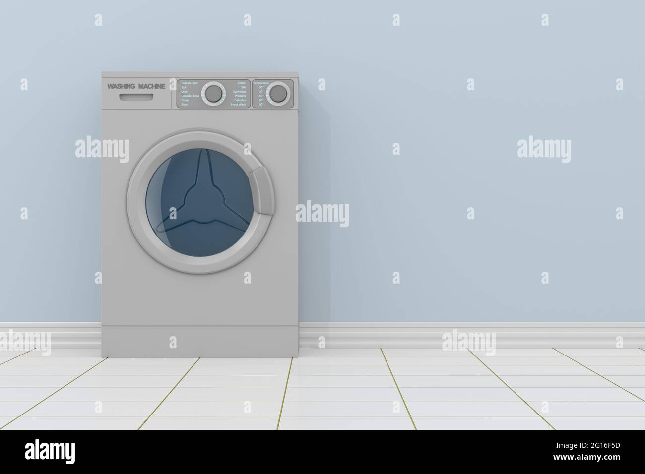 Waschmaschine im Badezimmer. 3d-Illustration Stockfoto