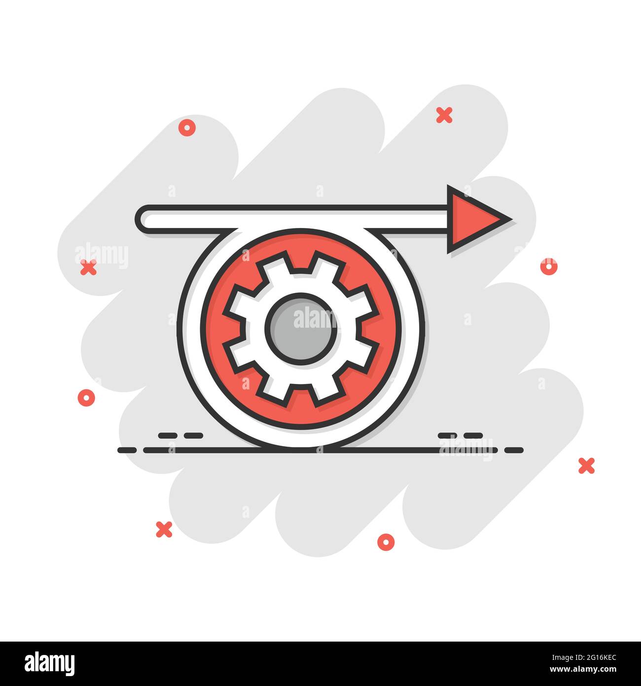 Agile Ikone im Comic-Stil. Flexible Cartoon Vektor-Illustration auf weißem isolierten Hintergrund. Pfeilzyklus Splash-Effekt Geschäftskonzept. Stock Vektor