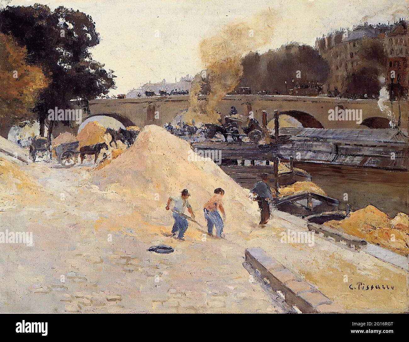 Camille Pissarro - Banks seine Paris Pont Marie Quai D Anjou C 1875 Stockfoto