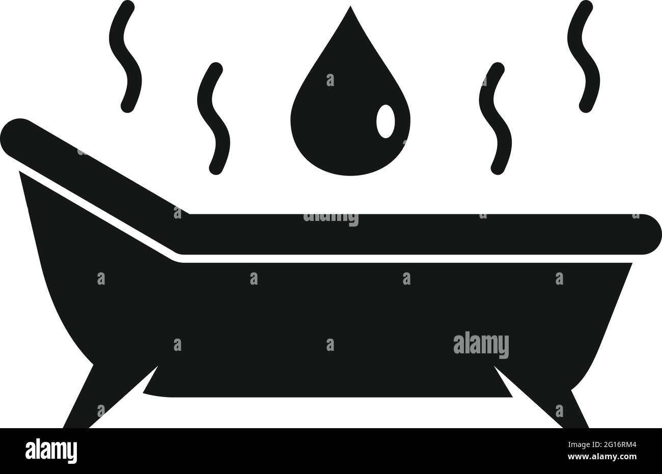 Ätherische Öle heiße Badewanne Ikone, schlichter Stil Stock Vektor