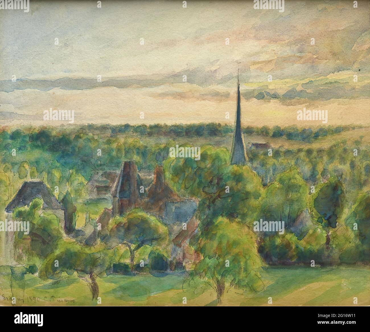 Camille Pissarro - Landschaft in Eragny Stockfoto