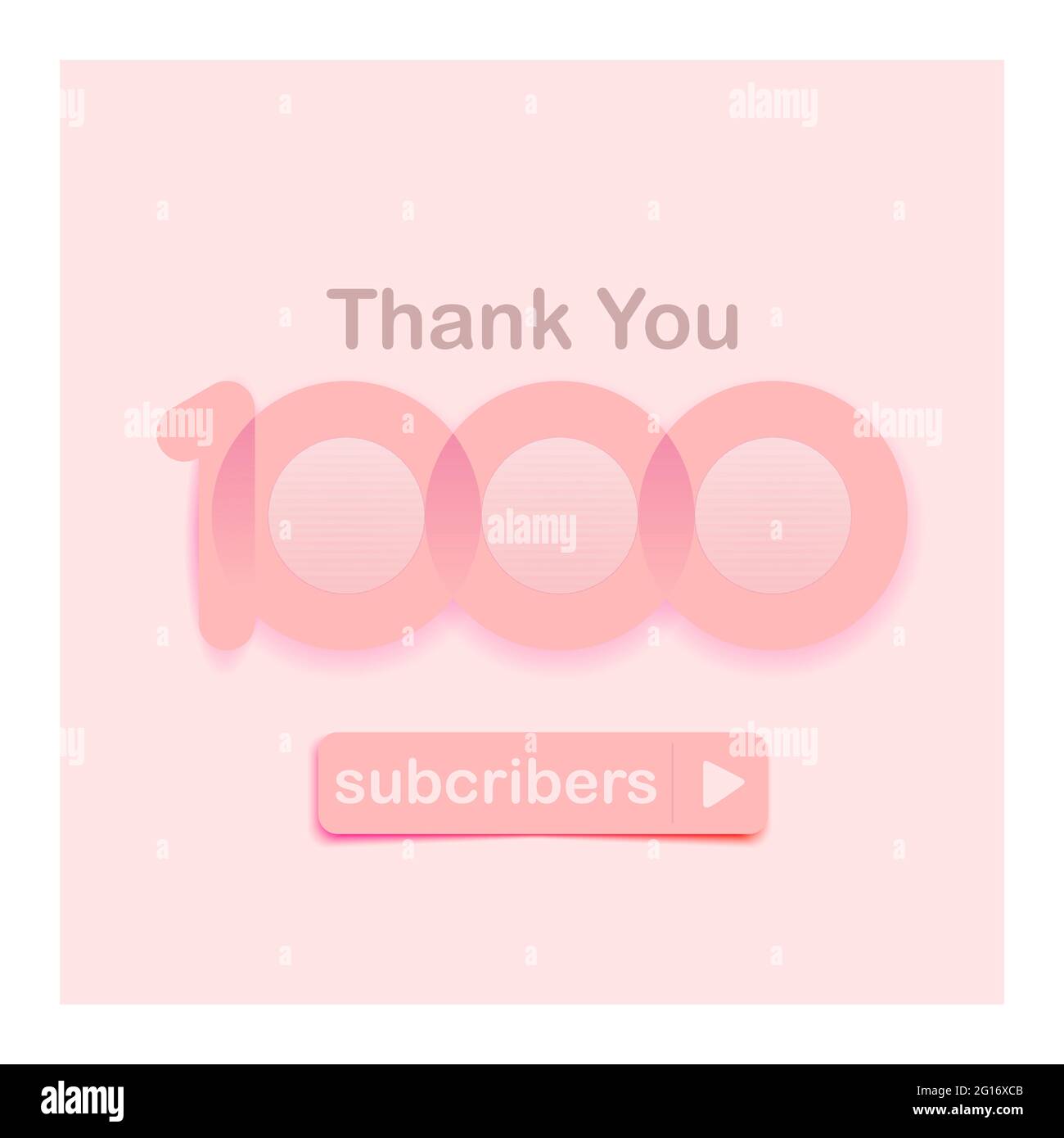 Vielen Dank 1000 Subcribers. Girly niedlich rosa Glückwunschkarte für soziale Netzwerk. Vektorgrafik Stock Vektor