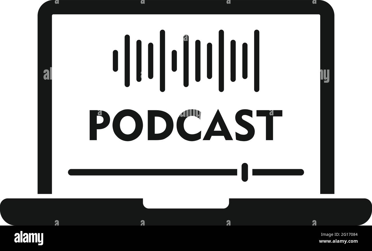 Podcast-Symbol für Notebooks, einfacher Stil Stock Vektor