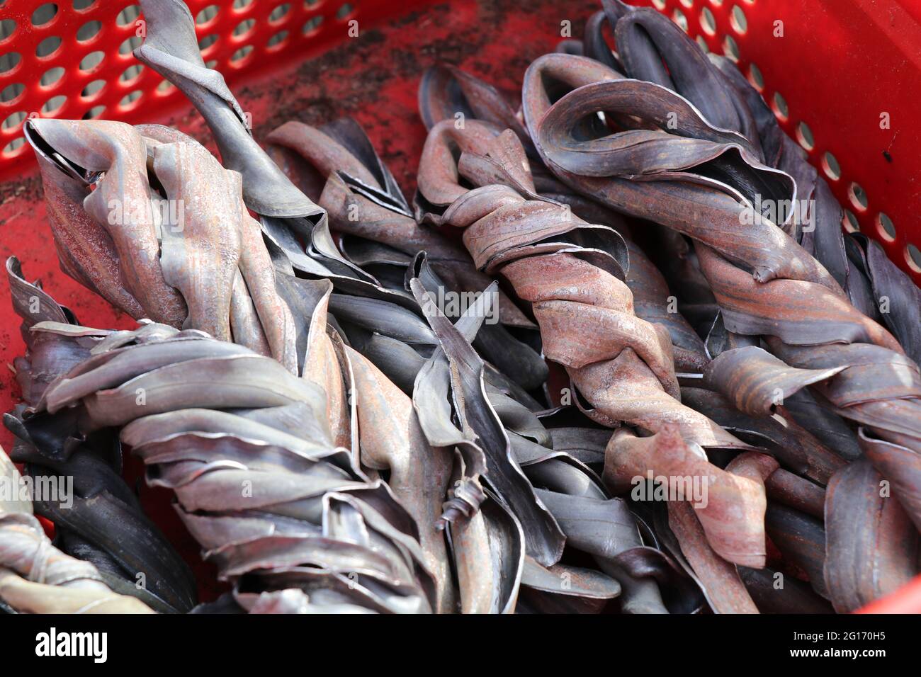 Verdrehtes Blei als Schrott in einer Kiste Stockfotografie Alamy