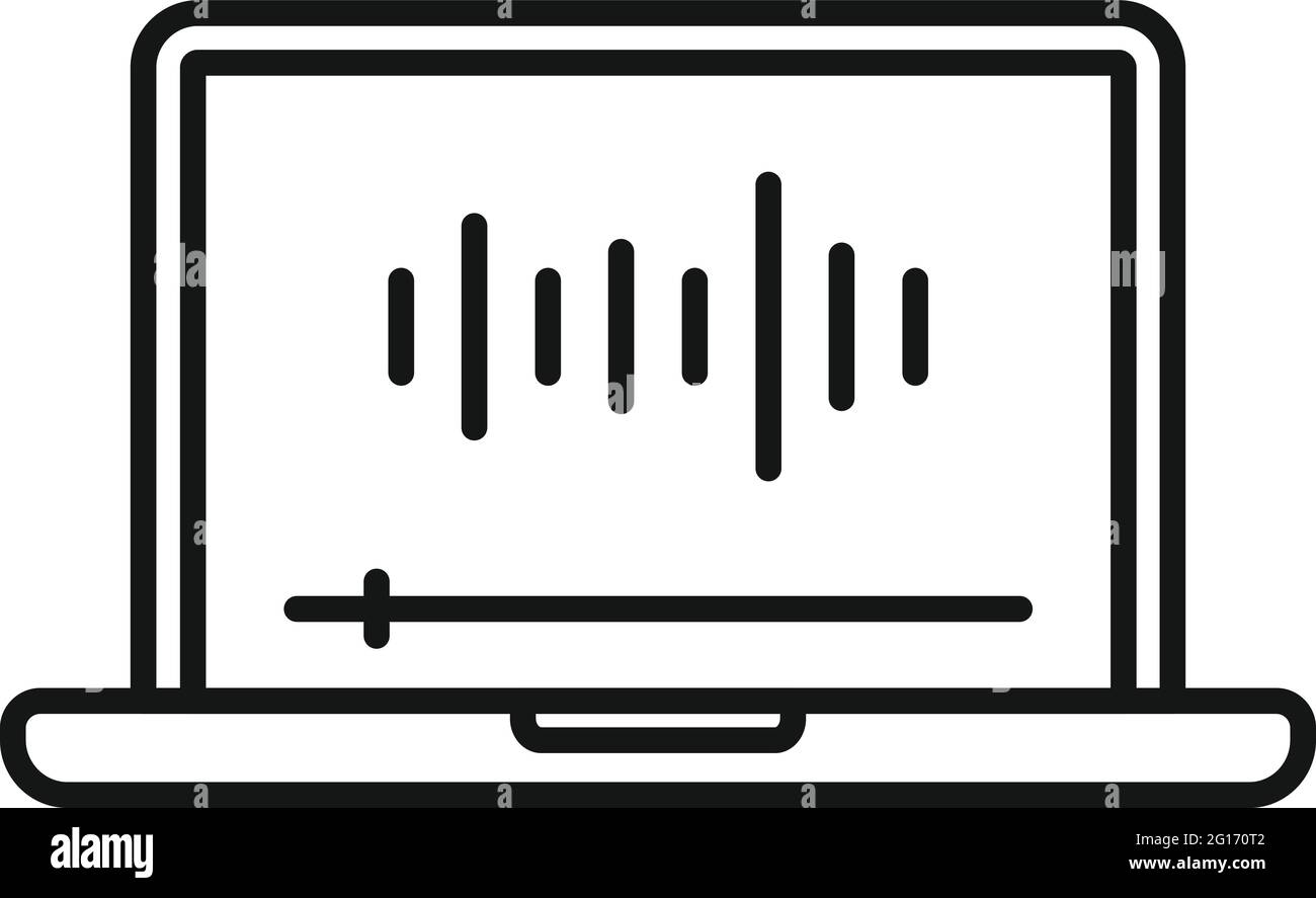 Podcast-Symbol für Notebooks, Umrissstil Stock Vektor
