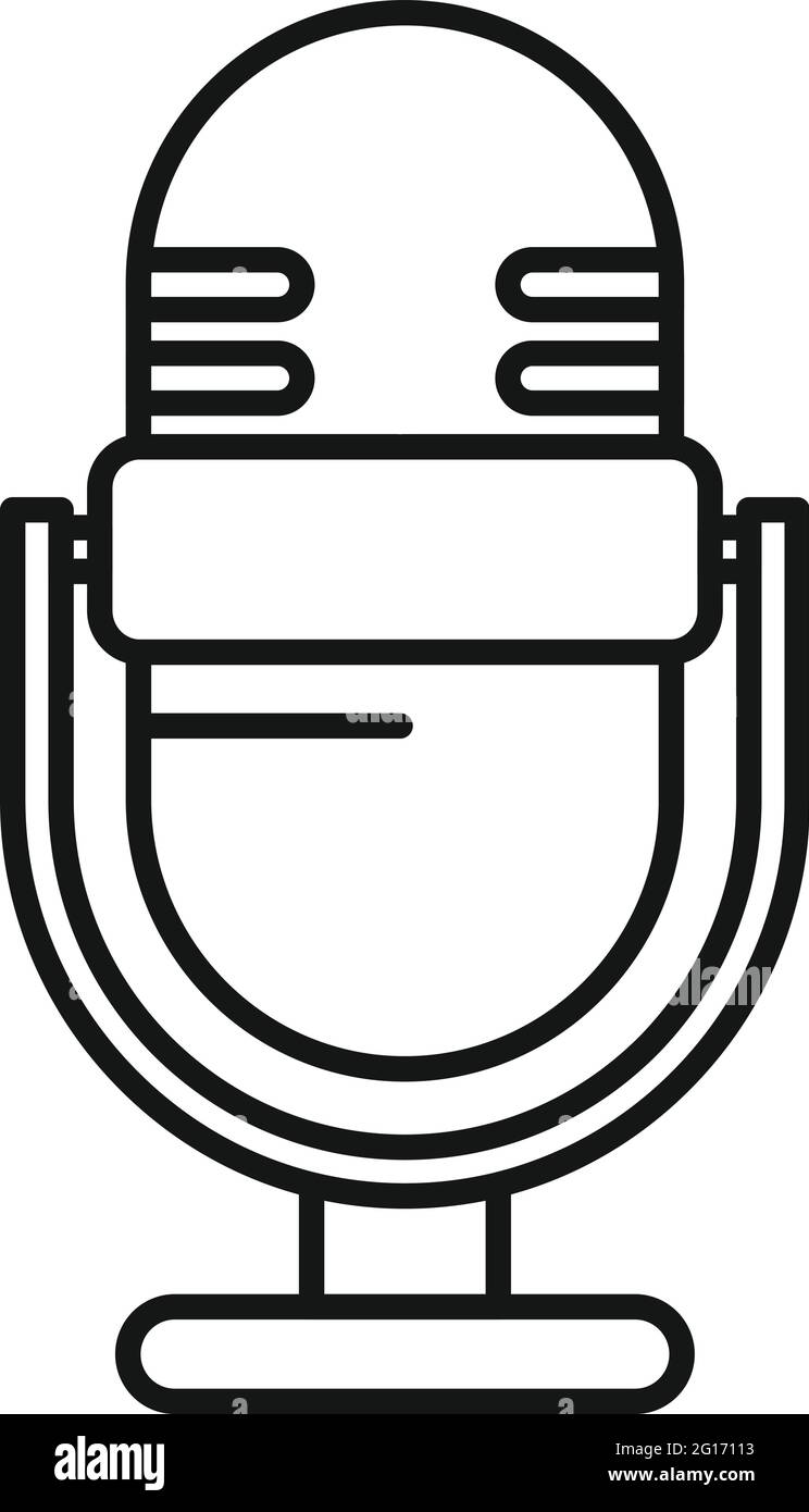 Podcast-Mikrofon-Symbol, Umriss-Stil Stock Vektor