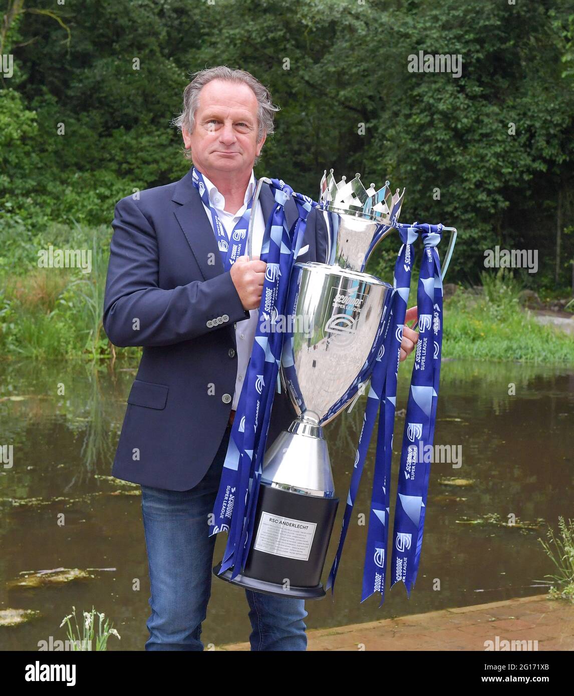 Anderlecht, Belgien. 5. Juni 2021. Headcoach Patrick Wachel aus Anderlecht, abgebildet während der Feier ihres belgischen Scooore Womens Super League 2020 - 2021 Titels nach dem Gewinn der Meisterschaft, samstag, 5. Juni 2021 in Anderlecht, Belgien . FOTO SPORTPIX.BE * NICHT FÜR DIE VERWENDUNG UND DEN VERKAUF IN BELGIEN * KREDIT: SPP SPORT PRESS FOTO. /Alamy Live News Stockfoto