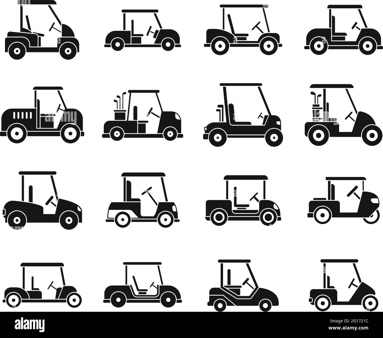 Auto Golfwagen Symbole gesetzt, einfachen Stil Stock Vektor