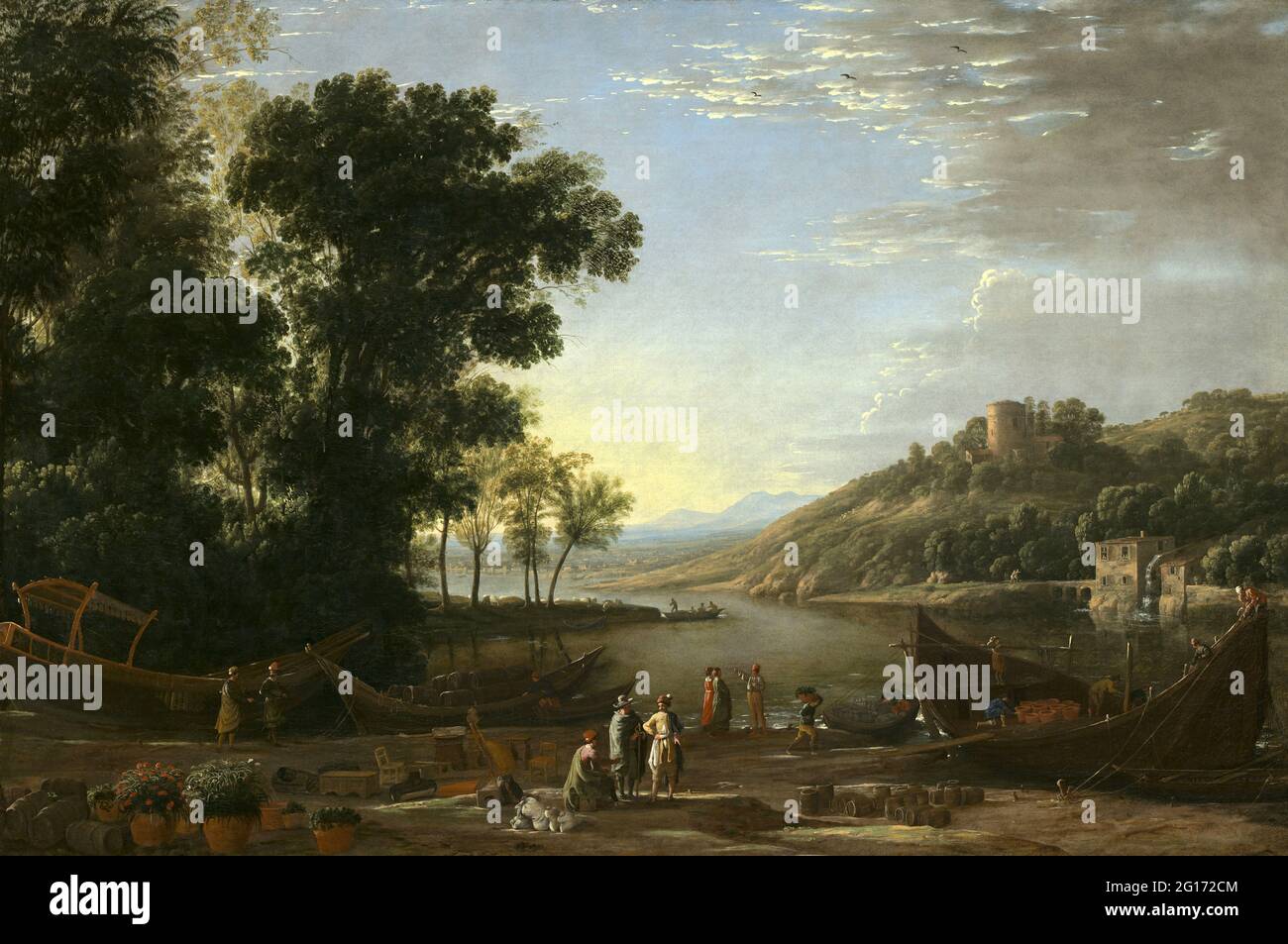 Claude Lorrain - Landschaft mit Händlern Stockfoto