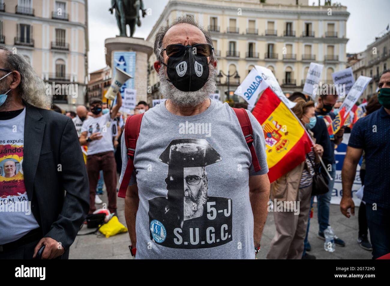 Madrid, Spanien. Juni 2021. Die Zivilgarde protestierten während einer Demonstration, um die gleichen Rechte mit den übrigen Polizeikräften zu fordern. Quelle: Marcos del Mazo/Alamy Live News Stockfoto