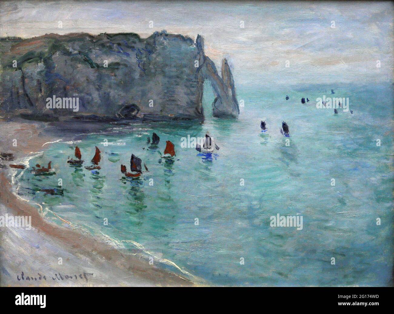 Claude Monet - Etretat Aval Tür Angelboote Verlassen Hafen 1885 Stockfoto