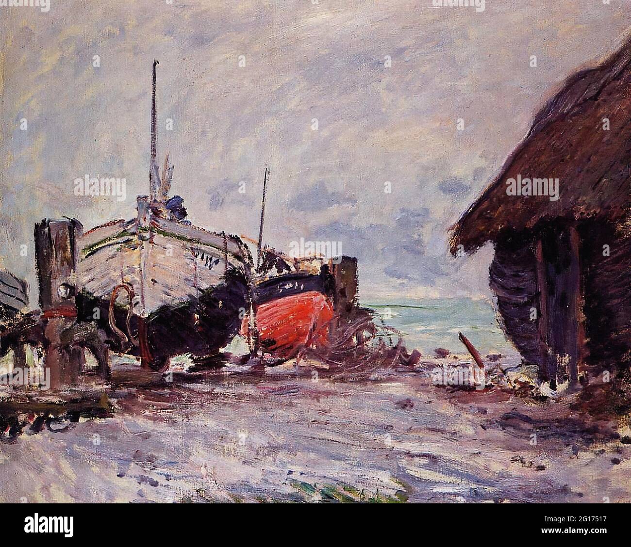 Claude Monet - Fischerboote Etretat 1873 Stockfoto