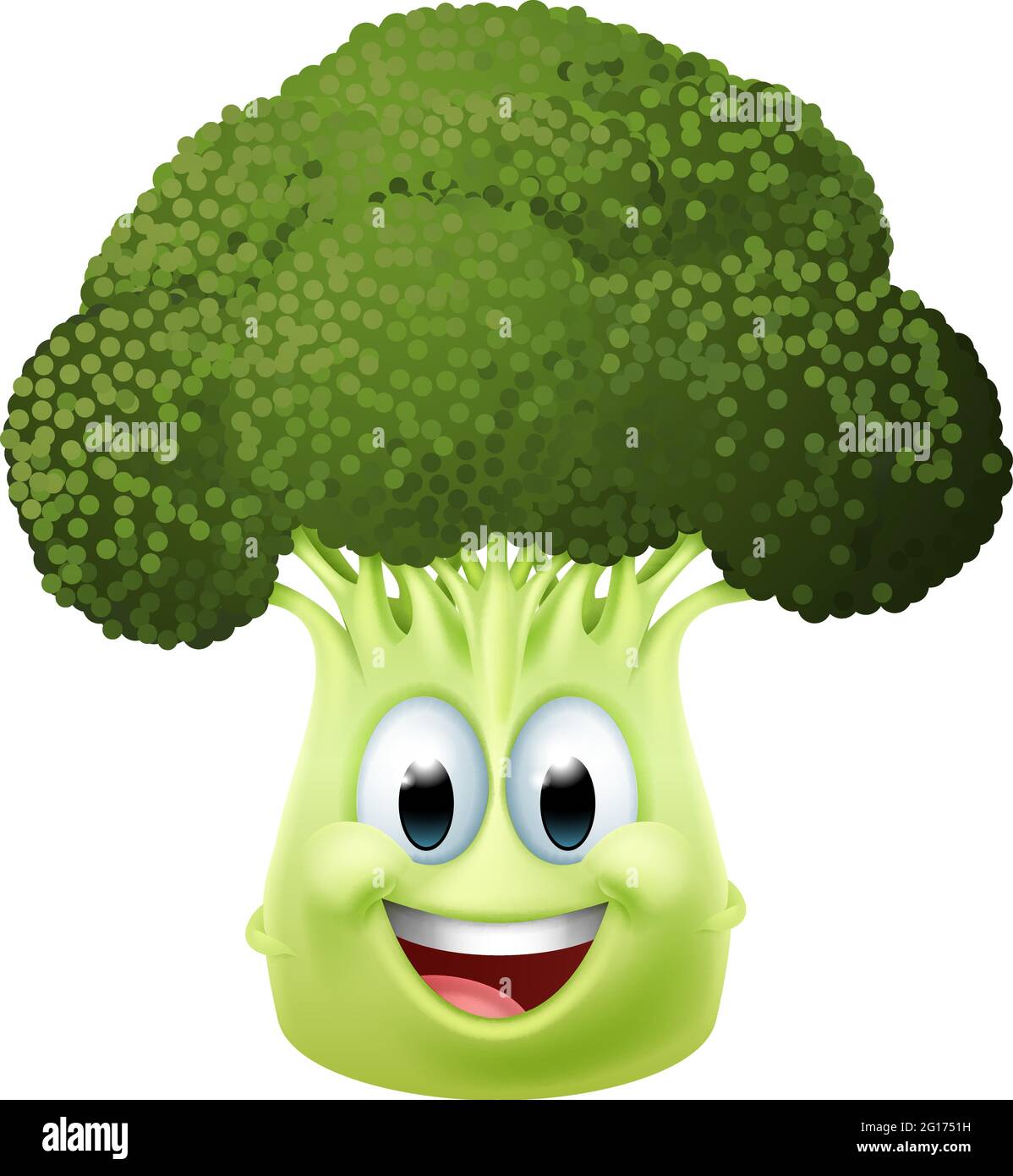 Brokkoli Gemüse Cartoon Charakter Emoji Maskottchen Stock Vektor