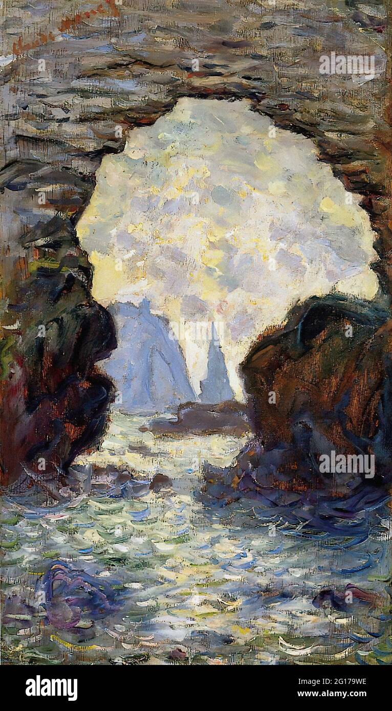Claude Monet - Felsnadel durch Porte D Aumont 1885 gesehen Stockfoto
