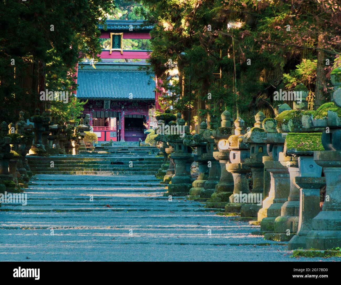 Mit einer Höhe von 18 m (59 ft) ist das Torii-Tor eines der größten in Japan. Das Tor ist der Ort, an dem ihr die Reiche der Götter betreten könnt. Dieser Schrein (origina Stockfoto