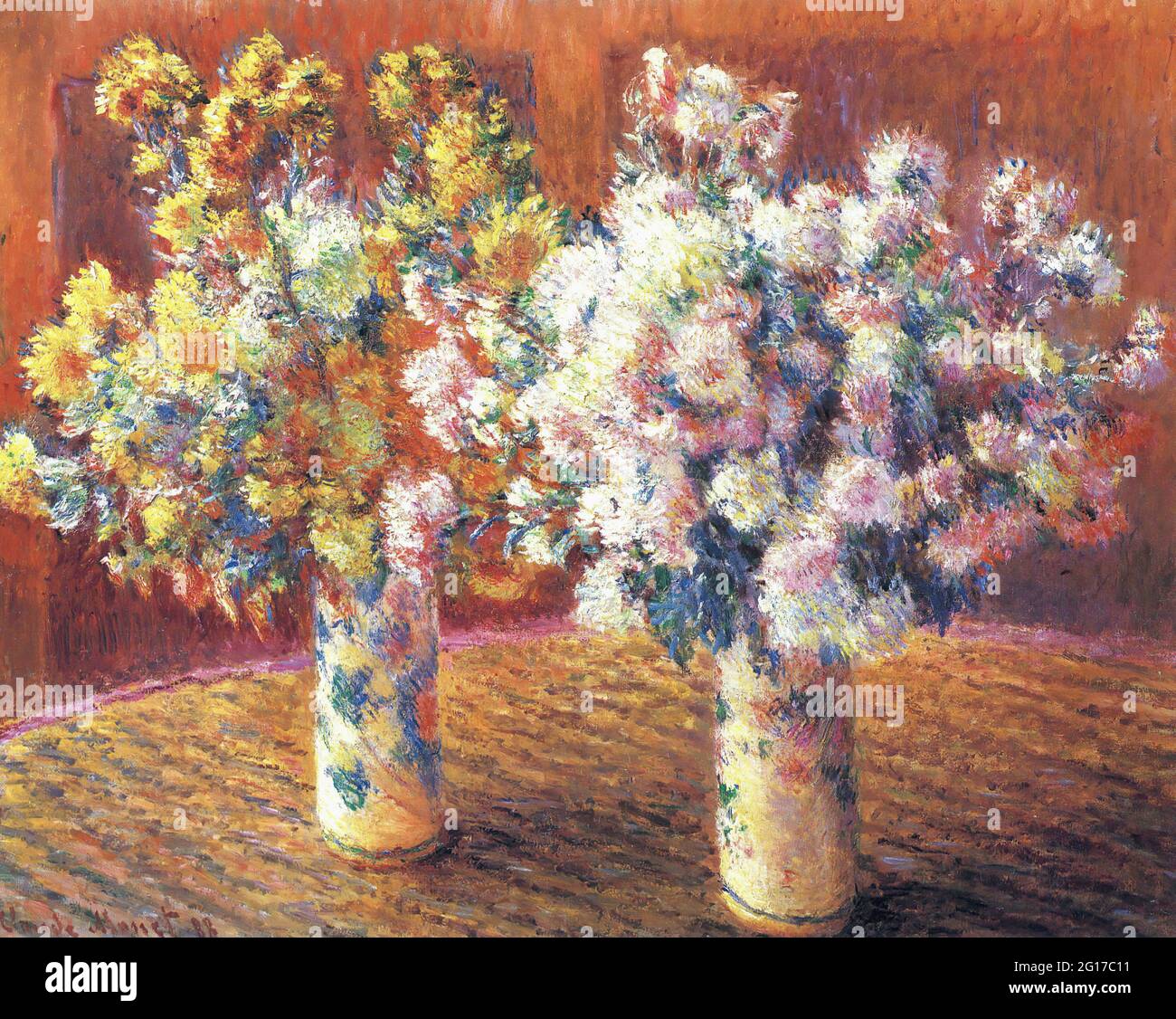 Claude Monet - zwei Vasen mit Chrysanthems 1888 Stockfoto